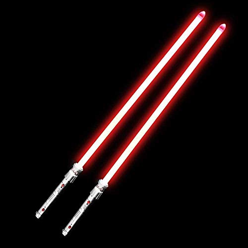 MAQRLT Maul Lightsaber Double Blade Jedi Sith Darth Light Sable con luz roja y Sonido (Sensible al Movimiento) LED luz Sabre Force Fx Metal Hilt para Adulto