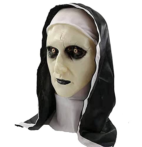 Máscara de Terror Monja para Halloween, Máscara de Látex para Disfraz de Cosplay, Mask Terror Nun de Cabeza Completa, Talla única