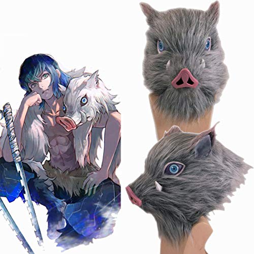 Máscara Demon Slayer Hashibira Inosuke Mask Cerdo Mascara Halloween Costume Accesorios Cosplay Manga Unisex para Hombre Mujer