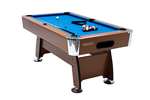 MASGAMES | Billar Masgames Deluxe 6ft | billar más pequeño 183 cm (largo) x 91 cm (ancho) x 79 cm (alto) (Medidas exteriores) | Con retorno de bolas | patas graduables | Accesorios incluidos |