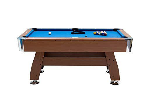 MASGAMES | Billar Masgames Deluxe 6ft | billar más pequeño 183 cm (largo) x 91 cm (ancho) x 79 cm (alto) (Medidas exteriores) | Con retorno de bolas | patas graduables | Accesorios incluidos |