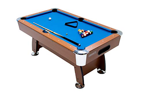 MASGAMES | Billar Masgames Deluxe 6ft | billar más pequeño 183 cm (largo) x 91 cm (ancho) x 79 cm (alto) (Medidas exteriores) | Con retorno de bolas | patas graduables | Accesorios incluidos |