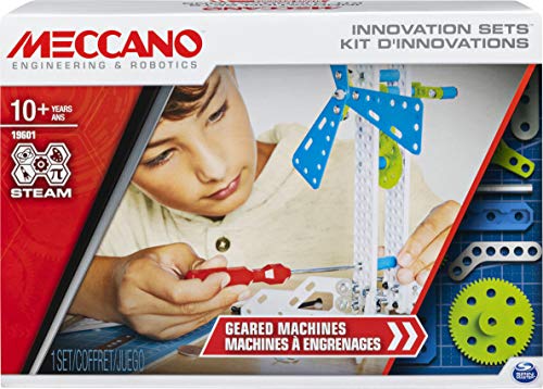 Meccano 6047097 - Kit de invenciones con Engranajes, con 2 Herramientas y 1 Perforadora Maker Tool - Juego de construcción - Juguete Infantil, a Partir de 10 años de Edad (versión en francés)