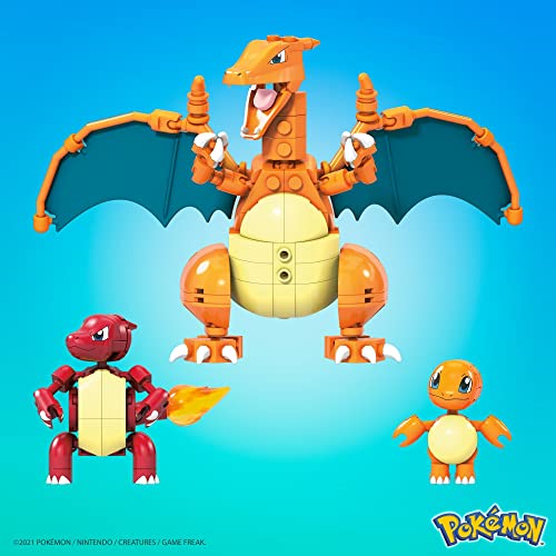 Mega Construx Pokémon Evolución de Charmander - Juego de Construcción - 3 Figuras Construibles y Articuladas - Regalo para Niños de 7+ Años