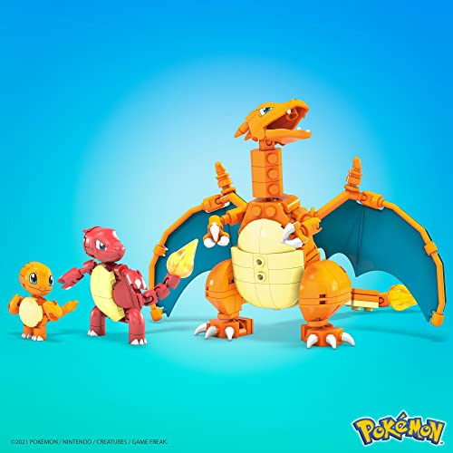 Mega Construx Pokémon Evolución de Charmander - Juego de Construcción - 3 Figuras Construibles y Articuladas - Regalo para Niños de 7+ Años