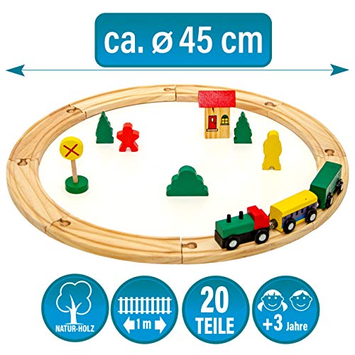 messefix Juego de Tren de Madera para Principiantes, 1 m, Tren de Madera