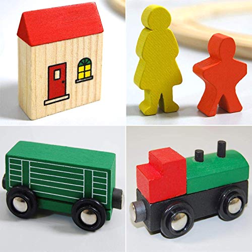 messefix Juego de Tren de Madera para Principiantes, 1 m, Tren de Madera