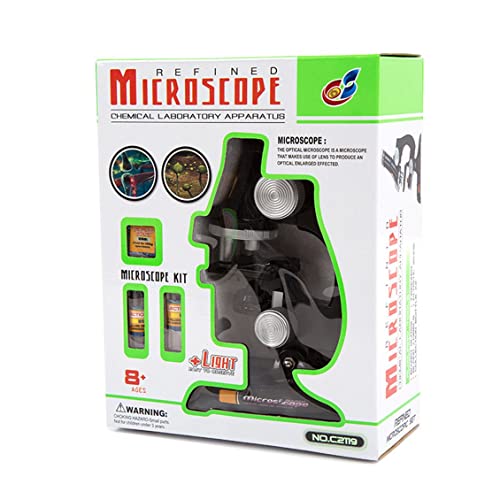 MeterBew1147 Microscopio Junior, Kit de Laboratorio de Ciencia de microscopio Junior para niños para niños con Juguetes educativos Ligeros, Regalos, Instrumentos científicos educativos (Negro)