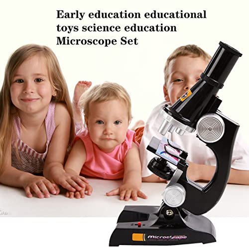 MeterBew1147 Microscopio Junior, Kit de Laboratorio de Ciencia de microscopio Junior para niños para niños con Juguetes educativos Ligeros, Regalos, Instrumentos científicos educativos (Negro)