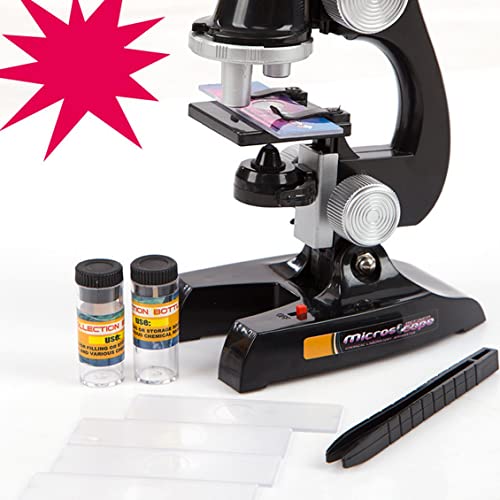 MeterBew1147 Microscopio Junior, Kit de Laboratorio de Ciencia de microscopio Junior para niños para niños con Juguetes educativos Ligeros, Regalos, Instrumentos científicos educativos (Negro)