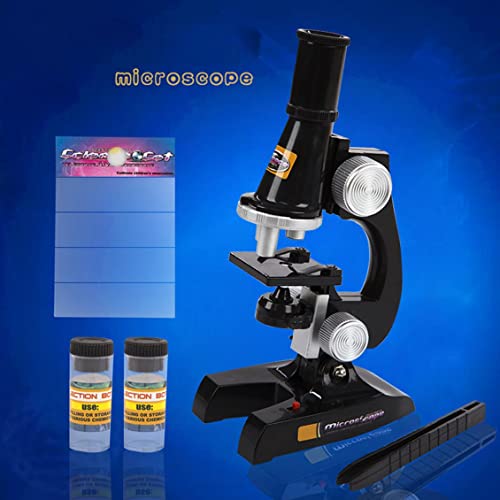 MeterBew1147 Microscopio Junior, Kit de Laboratorio de Ciencia de microscopio Junior para niños para niños con Juguetes educativos Ligeros, Regalos, Instrumentos científicos educativos (Negro)