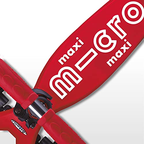 Micro® Maxi Deluxe, Diseño Original, Patinete 3 Ruedas, 5-12 Años, Peso 2,5kg, Carga hasta 70Kg, Altura 67-91cm, Rodamientos ABEC 9, Plataforma Antideslizante (Rojo, Talla Única)