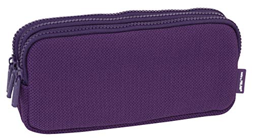 MILAN Portatodo 3 Cremalleras Knit Deep Purple Estuches, 22 cm, Morado