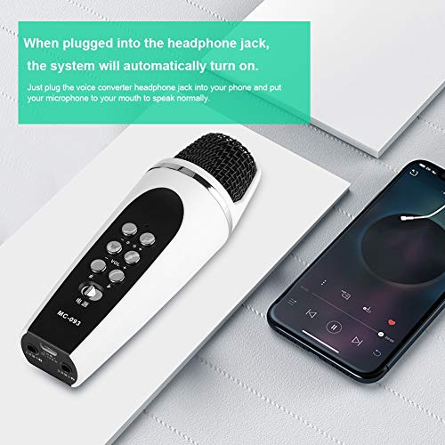 Mini micrófono cambiador de voz para niños, micrófono de mano con disfraz de voz de modo de 4 sonidos para conector de audio de 3.5 mm, máquina de sonido compatible con PC con Android iOS, accesorios