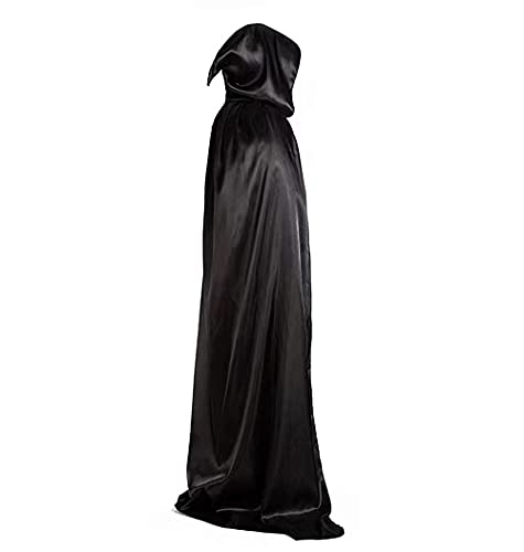 Miss-shop Largo Capa con Capucha,Capas de Halloween,Mujeres Hombres Niños Disfraz de Halloween Halloween Fiesta Vampiro Bruja Traje Cape Carnival Carnival Costume Cosplay Cape Hooded Black