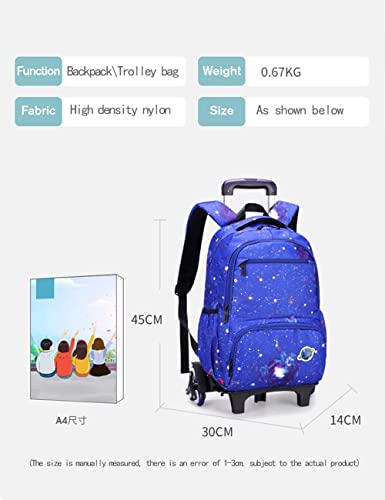 Mochila con Ruedas Equipaje Infantil Maleta Cabina Trolley Carro Bolsas Escolares Tipo Casual Escuela Cabina Niños Galaxia Cielo Azul