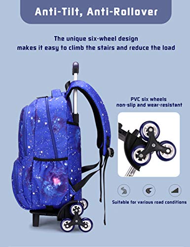 Mochila con Ruedas Equipaje Infantil Maleta Cabina Trolley Carro Bolsas Escolares Tipo Casual Escuela Cabina Niños Galaxia Cielo Azul