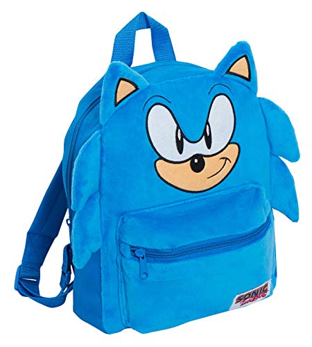 Mochila oficial de Sonic The Hedgehog 3D de felpa para niños y niñas, Sega, para el almuerzo, deportes, bolsa de viaje, Blue, 31cm x 24cm x 10cm., Mochila