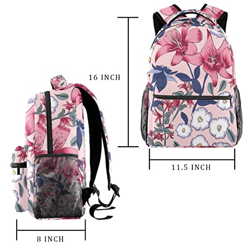 Mochilas de viaje para campus de ocio, bolsas de gloria de la mañana de lirio con soporte para botellas para niñas y niños