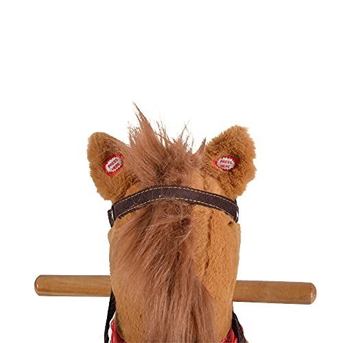 Moni Rocking Horse Plush Thunder WJ-001 Runners Saddle Horse Sounds hasta 50 kg, Colores:marrón