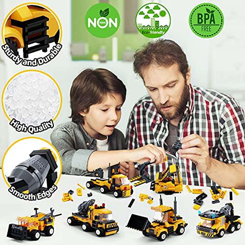 MOONTOY STEM Juego Construccion, 718 Piezas Coches de Ingeniería Bloques de Construcción 6 en 1 Transformers Juguete Robot Juegos de Montaje Educativos Kit Robotica Juguetes Regalo Niño Niña 5-12 Años