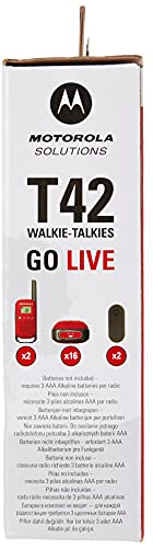 Motorola T42 RED - Walkie Talkie PMR446, 16 Canales, Alcance 4 km, Rojo, 2 Unidades