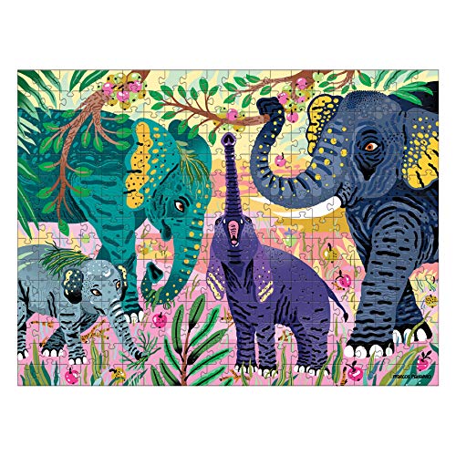 MudPuppy-300 pcs Endangered Species Puzzle/Asian Elephants Rompecabezas, Multicolor (356714)