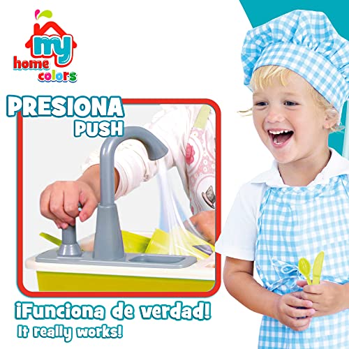 My Home - Fregadero de juguete, Fregadero de juguete con agua, Juguetes de Hogar, Juguetes de cocina, Fregadero con accesorios, Accesorios cocina juguetes, Juguetes niños 3 años (49025)