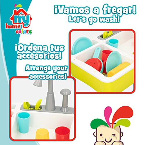 My Home - Fregadero de juguete, Fregadero de juguete con agua, Juguetes de Hogar, Juguetes de cocina, Fregadero con accesorios, Accesorios cocina juguetes, Juguetes niños 3 años (49025)