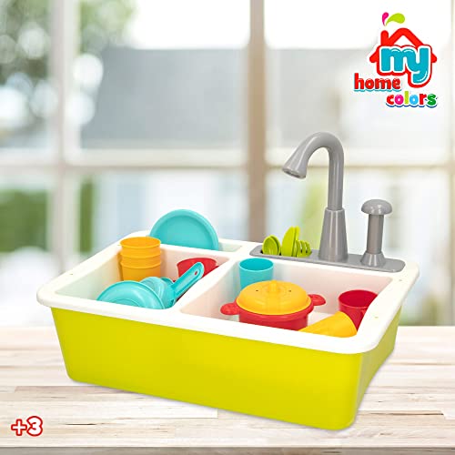 My Home - Fregadero de juguete, Fregadero de juguete con agua, Juguetes de Hogar, Juguetes de cocina, Fregadero con accesorios, Accesorios cocina juguetes, Juguetes niños 3 años (49025)