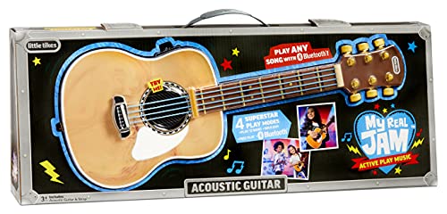 My Real Jam Guitarra Acústica- Guitarra de juguete con funda y correa, 4 modos de reproducción y conectividad Bluetooth, Fomenta la imaginación y la creatividad, Para niños a partir de 3 años