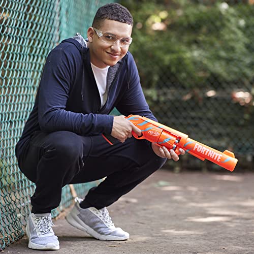 Nerf Lanzador Fortnite 6-SH - Pulso de Camuflaje - con Martillo y Tambor Giratorio de 6 Dardos - Incluye 6 Dardos Oficiales Elite