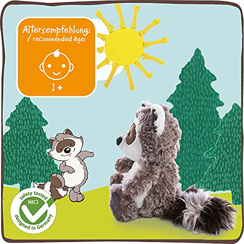 NICI Chiala el tierno 25cm – mapaches, niños y bebés – Peluches esponjosos para abrazar y Jugar – Juguetes Suaves para Mascotas – Colección Forest Friends, Color Negro/Gris, 25 cm (47340)