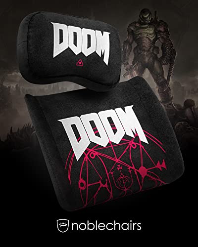 noblechairs Juego de Almohada Viscoelastica, DOOM Edition, Cojin Viscoelastico para Silla Gaming, Almohada Cuello de Apoyo Perfecto, Conjunto Ergonómico de Cojines Sillas