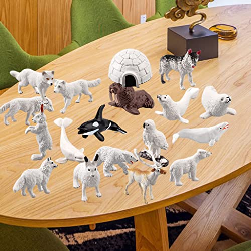 Non-brand 18 Piezas de PVC Juguetes de Animales árticos, Decoración de Mesa, Juego de Figuras de Acción, Juguetes de Animales Polares, Modelo de Animales á