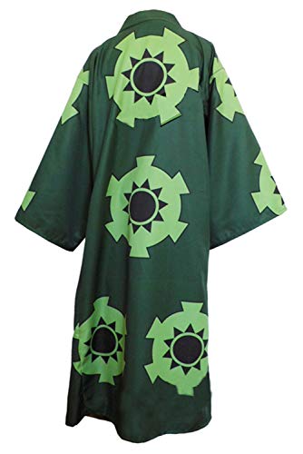 NoryNick Roronoa Zoro Cosplay traje de anime capa bata Wano Country Kimono trajes Halloween traje, verde, XX-Large