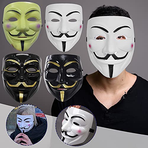 NRRN Máscara de Halloween V para hackers, Vendetta cara completa de miedo Cosplay para Halloween disfraz fiesta