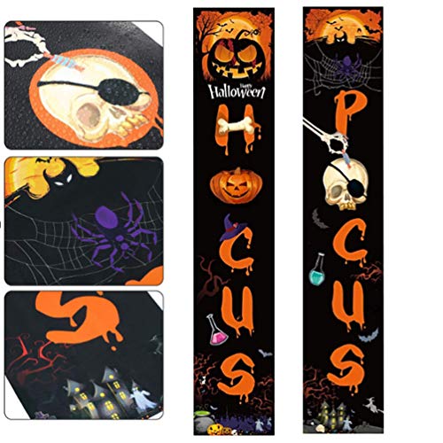 NUOBESTY Cartel de Porche de Halloween Cartel de Puerta de Entrada de Calabaza Pancartas Decoración del Hogar Interior Carteles de Bienvenida de Halloween