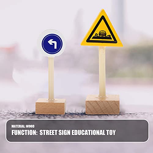 NUOBESTY Juego de Señales de Calle de Madera para Niños Señal de Tráfico para Construcción de Carreteras Pequeños Coches de Juguete para Coches Y Trenes ( Color Surtido 1 )