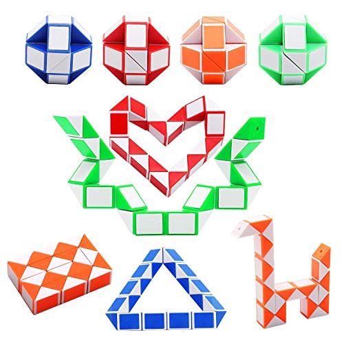 O-Kinee 12 Pack de 24 Bloques Magic Snake Cube, Mini Speed ​​Cubes, Snake Twist Puzzle Toys para niños Llenadores de Bolsos para Fiestas, Favores de Fiesta, Color Aleatorio (12pcs-a)