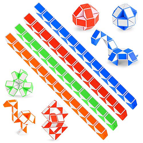 O-Kinee 12 Pack de 24 Bloques Magic Snake Cube, Mini Speed ​​Cubes, Snake Twist Puzzle Toys para niños Llenadores de Bolsos para Fiestas, Favores de Fiesta, Color Aleatorio (12pcs-a)