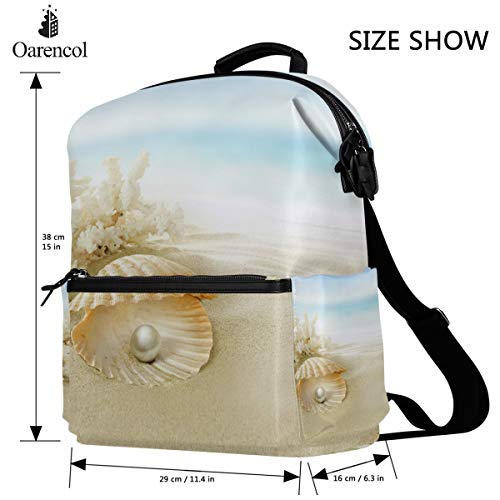 Oarencol Pearl en Coral Reef Mochila Verano Sandy Beach Ocean Shells School Book Bag Travel Senderismo Camping Laptop Daypack