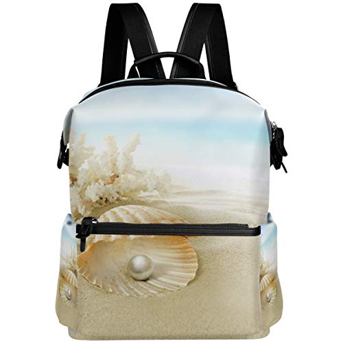 Oarencol Pearl en Coral Reef Mochila Verano Sandy Beach Ocean Shells School Book Bag Travel Senderismo Camping Laptop Daypack