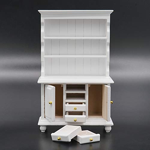 Odoria 1/12 Miniatura Vintage Alacena Blanco con Cajones Muebles para Casa de Muñecas