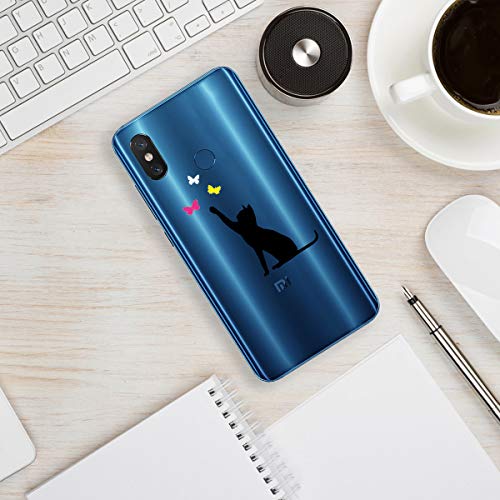 Oihxse Transparente Silicona Case Compatible con Xiaomi Mi MAX 3 Funda Suave TPU Protección Carcasa Moda Dibujos Animados Divertida Diseño Ultra-Delgado Cubierta-Gato