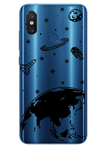 Oihxse Transparente Silicona Case Compatible con Xiaomi Redmi 5 Plus Funda Suave TPU Protección Carcasa Moda Dibujos Animados Divertida Diseño Ultra-Delgado Cubierta-Planeta