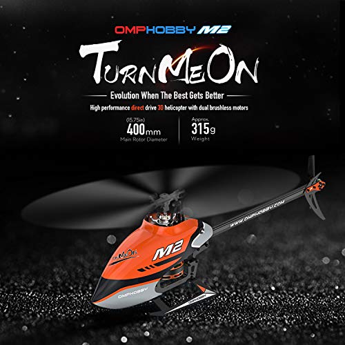 OMPHOBBY M2 V2 RC Helicóptero para Adultos Dual Brushless Motors Direct-Drive 6CH RC Helicópteros Controlador de Vuelo Ajustable, 3D Control Remoto Avión Regalos BNF (Púrpura)