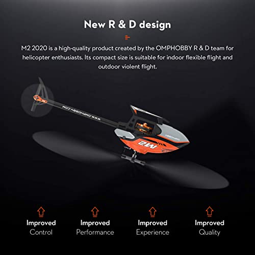 OMPHOBBY M2 V2 RC Helicóptero para Adultos Dual Brushless Motors Direct-Drive 6CH RC Helicópteros Controlador de Vuelo Ajustable, 3D Control Remoto Avión Regalos BNF (Púrpura)