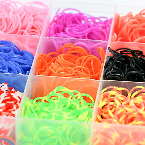 ONECK Caja Pulseras Gomas Bandas de Silicona Para Hacer Pulseras De Colores Bandas Kit para Pulseras(6800 Bandas )