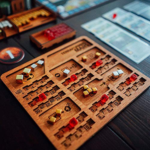 Organizador de madera montado adecuado para juegos de mesa Terraforming Marte – Terraforming Mars Organizador con tablas de jugador para almacenamiento completo Terraforming Mars Expansiones